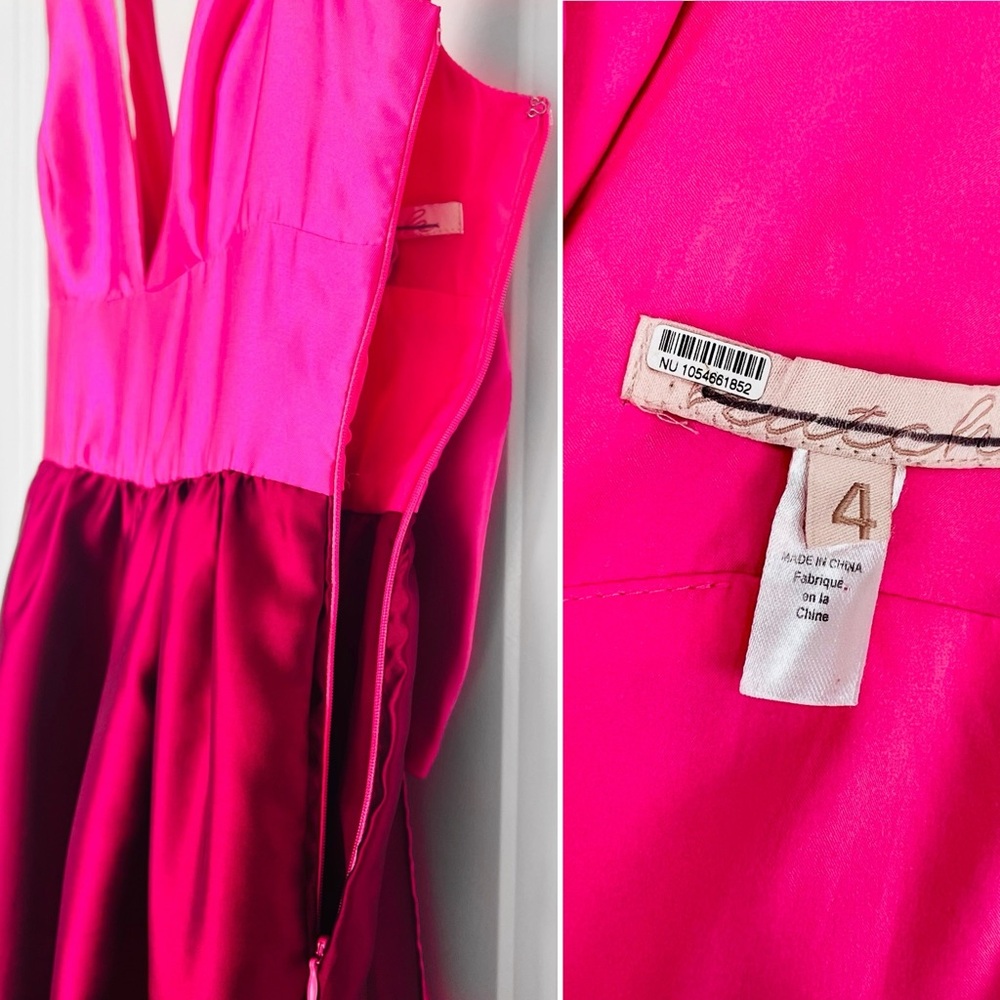Hutch Harlo Bow Back Satin Tiered Maxi Dress Pink Magenta Formal Wedding 4 Small - Picture 7 of 15